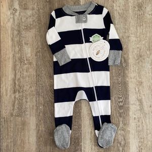 Burts Bee Organics Stripe Zipper Footie 3-6 Months